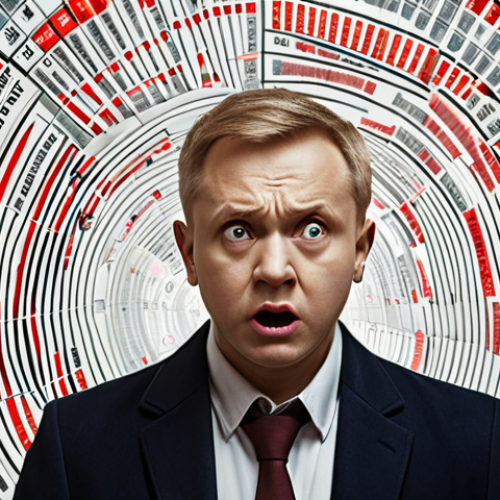 Home 11 **
"A confused investor surrounded by a swirling vortex of news headlines and stock charts, representing availability bias. Emphasize the chaos and the feeling of being overwhelmed by easily accessible but potentially misleading information. Polish currency (złoty) symbols visible in the background."
**