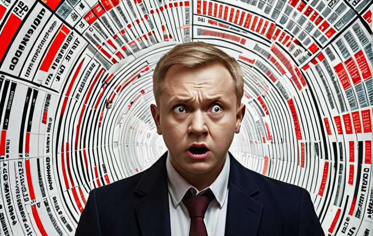 **
"A confused investor surrounded by a swirling vortex of news headlines and stock charts, representing availability bias. Emphasize the chaos and the feeling of being overwhelmed by easily accessible but potentially misleading information. Polish currency (złoty) symbols visible in the background."
**