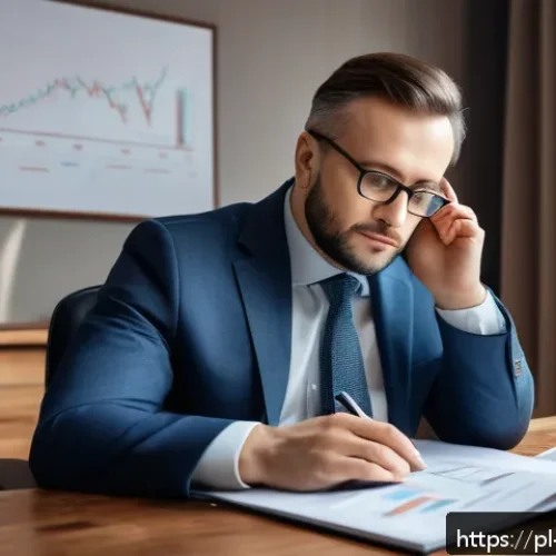 Home 32 행동재무학에서의 신뢰성 있는 정보 찾기 - A professional financial expert in a modern Warsaw office, surrounded by books on behavioral finance...