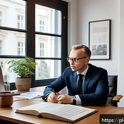 Home 31 행동재무학적 시각으로 바라본 투자자 행동 - A professional Polish investor sitting at a modern wooden desk in a cozy home office, surrounded by ...