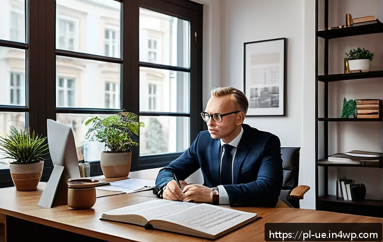 행동재무학적 시각으로 바라본 투자자 행동 - A professional Polish investor sitting at a modern wooden desk in a cozy home office, surrounded by ...